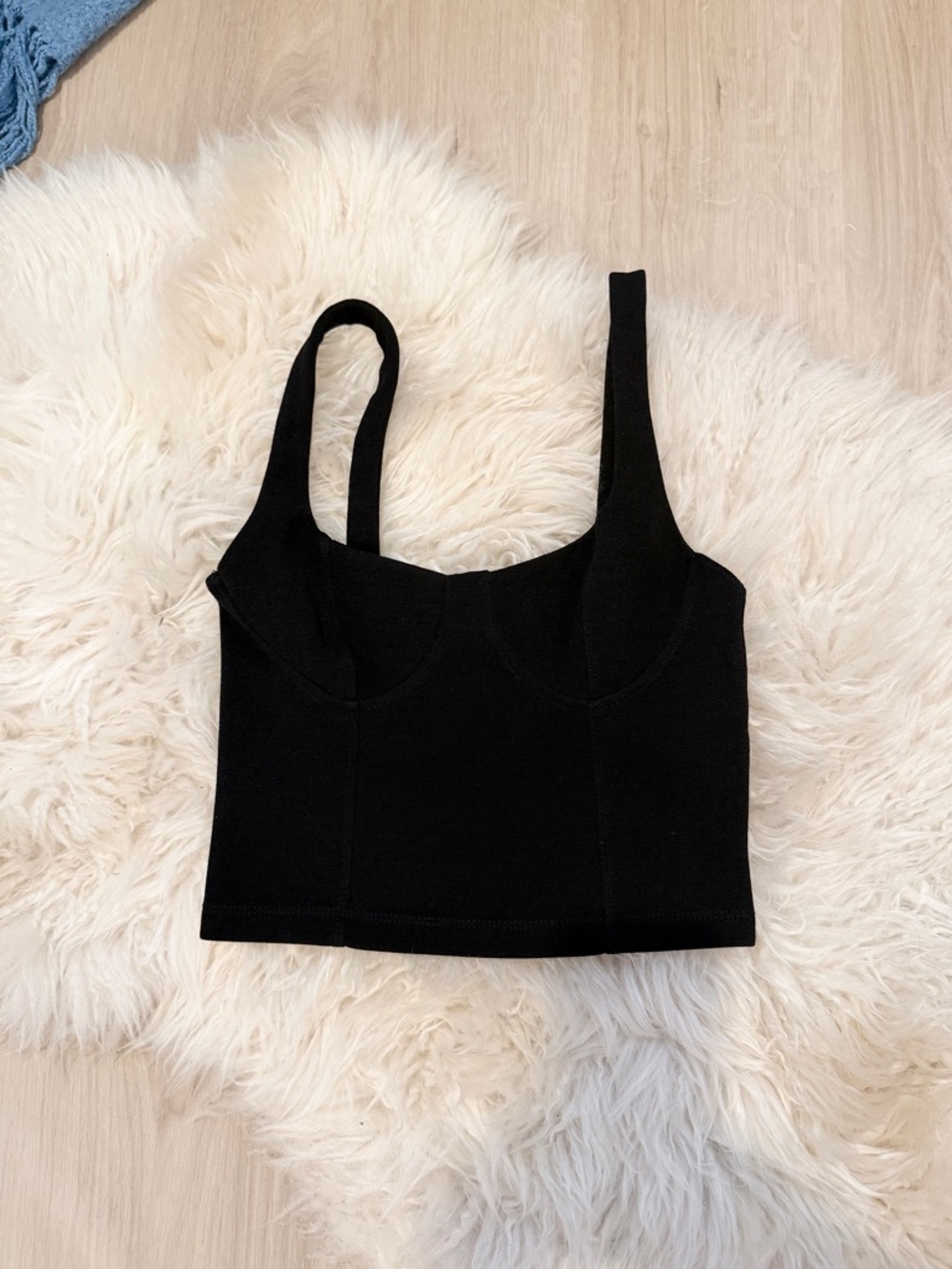 Zara Black Ribbed Crop Tank Top